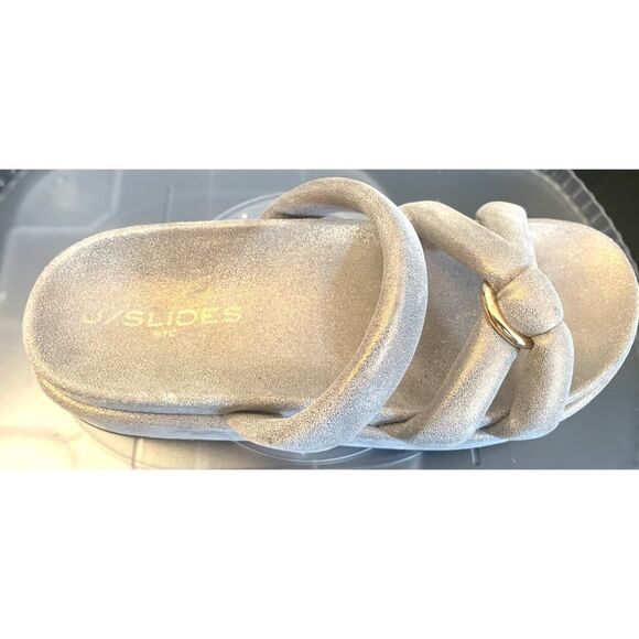 J/Slides Elegant Women's Sandals in Gold Leather Slip On Suze 9 - Picture 4 of 10